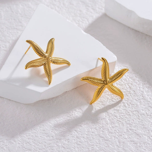 Wholesale Stainless Steel Geometric Starfish Earrings With Electroplating Fashion Ins Niche Style For Women
