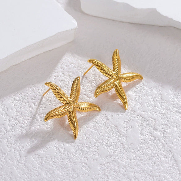 Wholesale Stainless Steel Geometric Starfish Earrings With Electroplating Fashion Ins Niche Style For Women