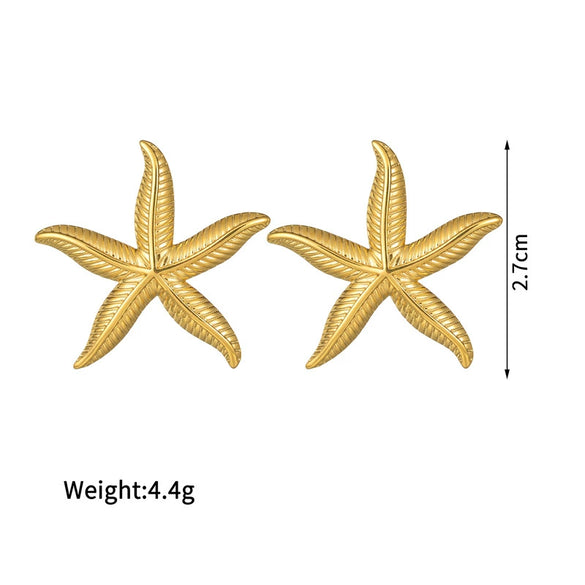 Wholesale Stainless Steel Geometric Starfish Earrings With Electroplating Fashion Ins Niche Style For Women