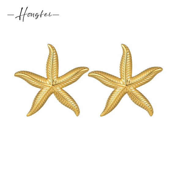 Wholesale Stainless Steel Geometric Starfish Earrings With Electroplating Fashion Ins Niche Style For Women