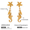 Wholesale Stainless Steel Geometric Starfish Electroplated Earrings For Women