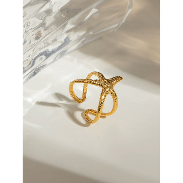 Wholesale Stainless Steel Geometric Starfish Opening Ring Electroplated Jewelry Accessories For Women