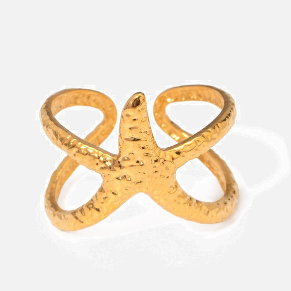 Wholesale Stainless Steel Geometric Starfish Opening Ring Electroplated Jewelry Accessories For Women