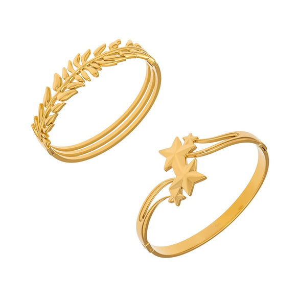 Wholesale Stainless Steel Geometric Starry Design Branchshaped Electroplated 18K Gold Clasp Bracelet Accessories