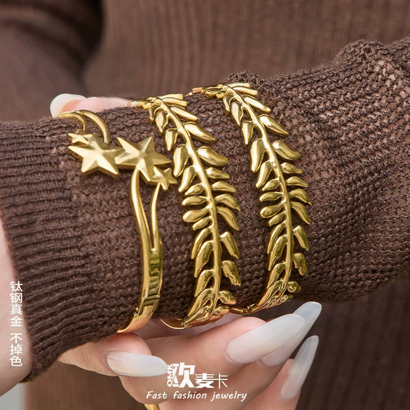 Wholesale Stainless Steel Geometric Starry Design Branchshaped Electroplated 18K Gold Clasp Bracelet Accessories