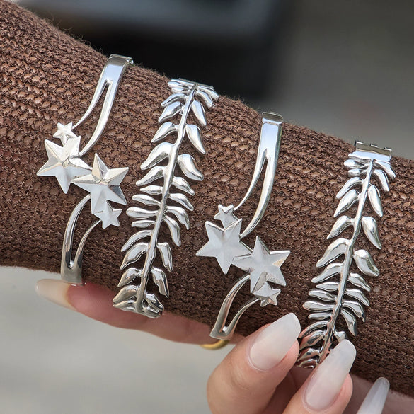 Wholesale Stainless Steel Geometric Starry Design Branchshaped Electroplated 18K Gold Clasp Bracelet Accessories