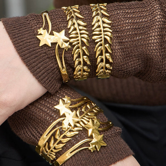 Wholesale Stainless Steel Geometric Starry Design Branchshaped Electroplated 18K Gold Clasp Bracelet Accessories