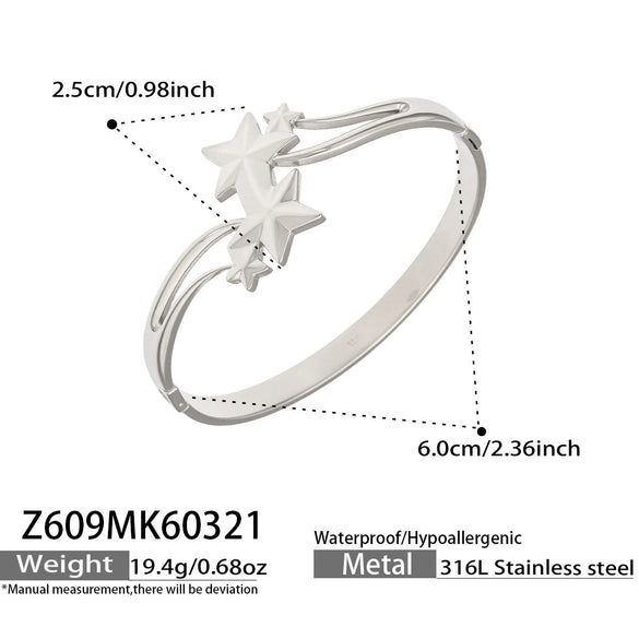 Wholesale Stainless Steel Geometric Starry Design Branchshaped Electroplated 18K Gold Clasp Bracelet Accessories