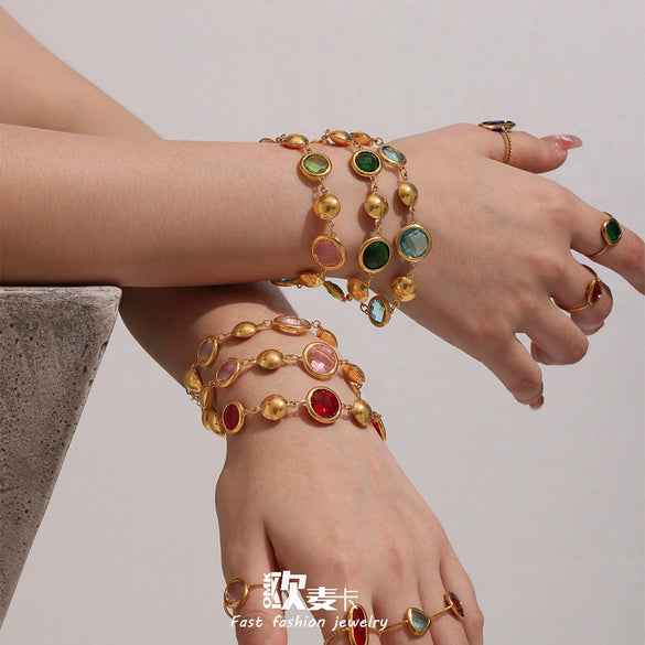 Wholesale Stainless Steel Geometric Stitching Electroplated Women's Jewelry Bracelet