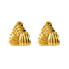 Wholesale 316L Stainless Steel Geometric Striped Spiral Earrings With Electroplating