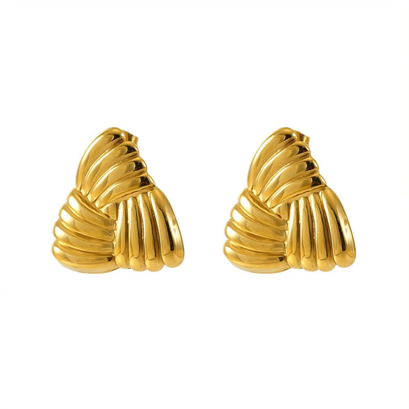 Wholesale 316L Stainless Steel Geometric Striped Spiral Earrings With Electroplating