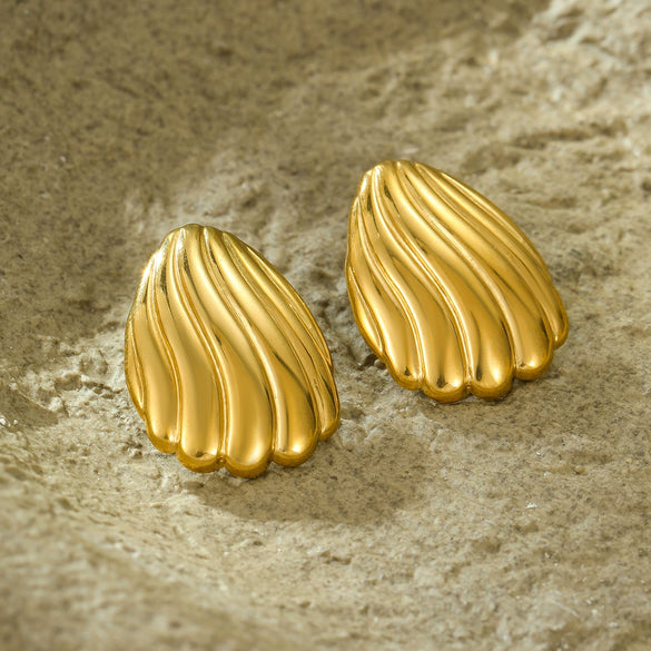 Wholesale Stainless Steel Geometric Stripes Line Thread Earrings Retro Style For Women With Electroplating
