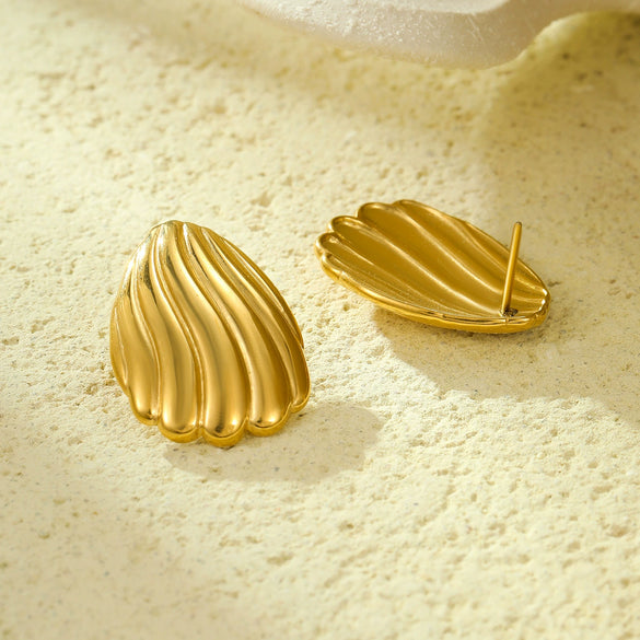Wholesale Stainless Steel Geometric Stripes Line Thread Earrings Retro Style For Women With Electroplating