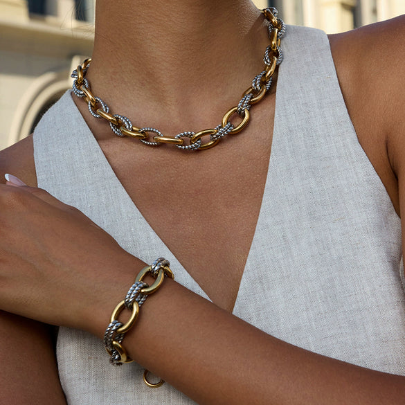 Wholesale Stainless Steel Geometric Style Bracelet With Electroplating For Women