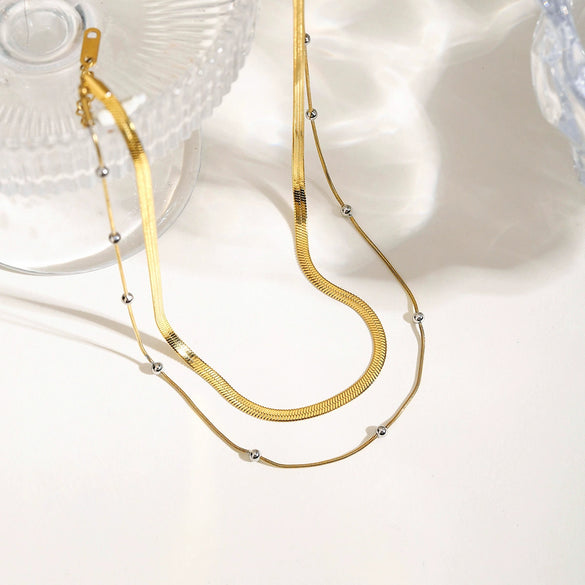 Wholesale Stainless Steel Geometric Style Electroplated Chain Necklace For Women