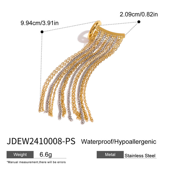 Wholesale Stainless Steel Geometric Style Electroplated Chain Tassel Earrings For Women