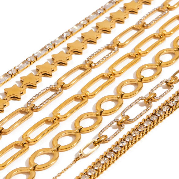 Wholesale Stainless Steel Geometric Style Electroplated Hollow Paperclip Bracelet Jewelry