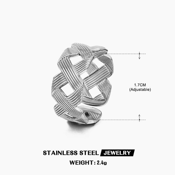 Wholesale Stainless Steel Geometric Style Electroplated Opening Adjustable Ring For Women