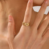 Wholesale Stainless Steel Geometric Style Electroplated Opening Adjustable Ring For Women
