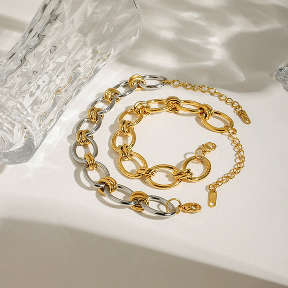 Wholesale Stainless Steel Geometric Style Electroplated Women's Chain Bracelet Jewelry