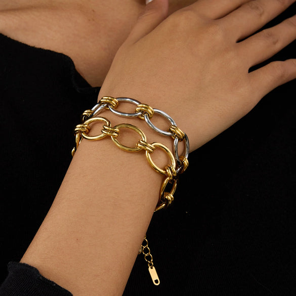 Wholesale Stainless Steel Geometric Style Electroplated Women's Chain Bracelet Jewelry