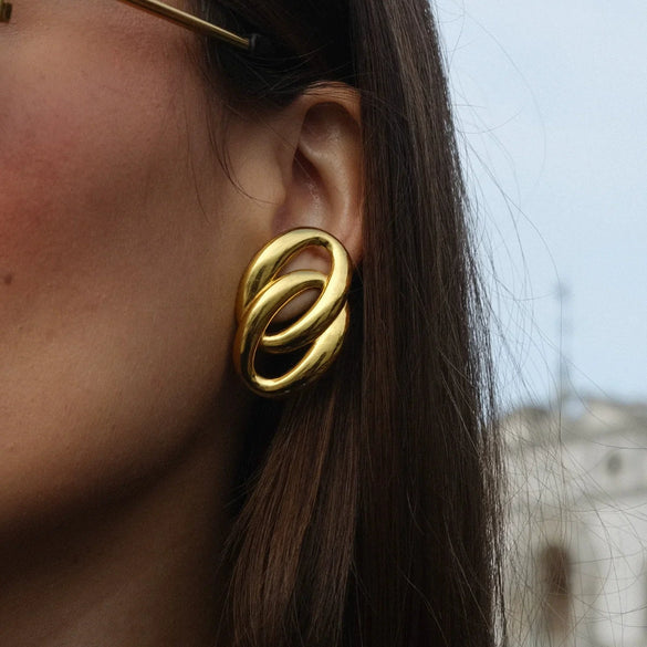 Wholesale Stainless Steel Geometric Style Electroplated Women's Earrings Jewelry