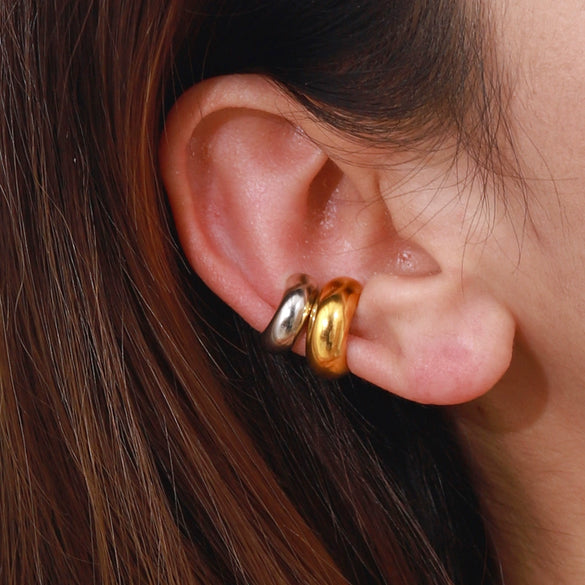 Wholesale Stainless Steel Geometric Style Electroplated Women's Fashion Ear Clip Earrings