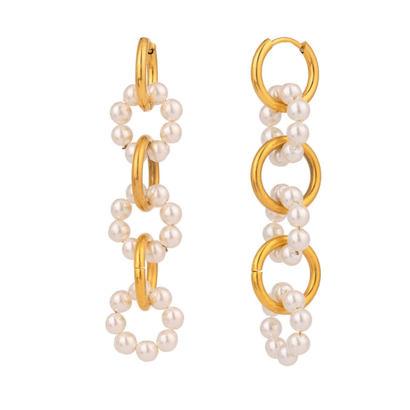 Wholesale Stainless Steel Geometric Style Electroplated Women's Ring Buckle Earrings