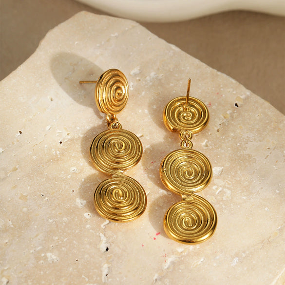 Wholesale Stainless Steel Geometric Style Electroplated Women's Ring Earrings