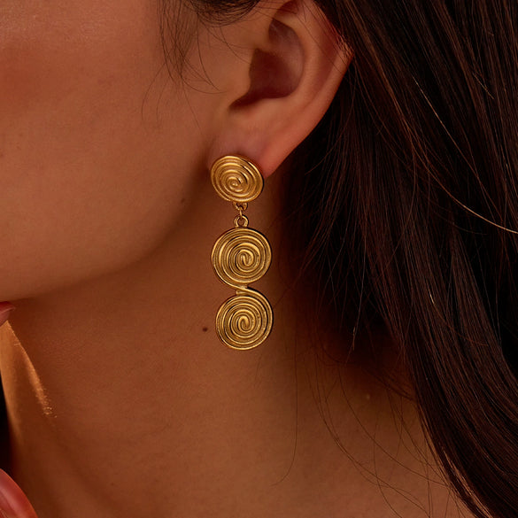 Wholesale Stainless Steel Geometric Style Electroplated Women's Ring Earrings