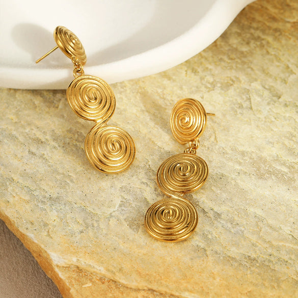 Wholesale Stainless Steel Geometric Style Electroplated Women's Ring Earrings