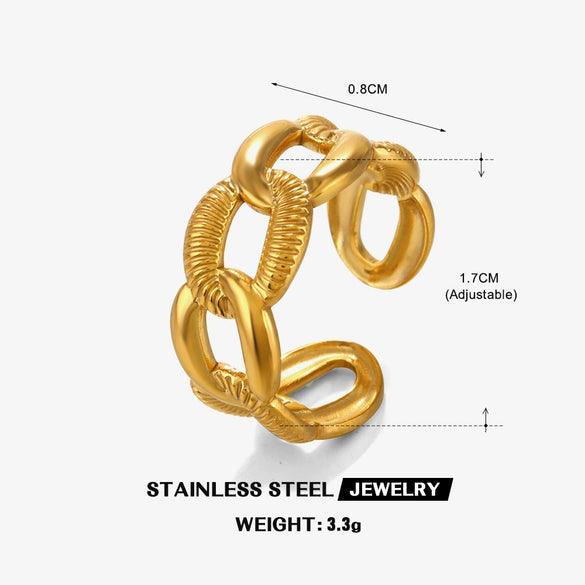 Wholesale Stainless Steel Geometric Style Hip Hop Ring With 18K Gold Plated Hammer Design