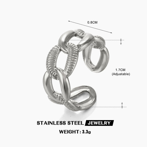 Wholesale Stainless Steel Geometric Style Hip Hop Ring With 18K Gold Plated Hammer Design