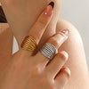 Wholesale Stainless Steel Geometric Style 18K Gold Plated Opening Adjustment Lady Ring