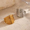 Wholesale Stainless Steel Geometric Style 18K Gold Plated Opening Adjustment Lady Ring