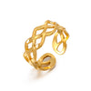Wholesale Stainless Steel Geometric Style 18K Goldplated Opening Adjustable Ring For Women