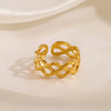 Wholesale Stainless Steel Geometric Style 18K Goldplated Opening Adjustable Ring For Women