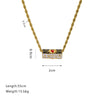 Wholesale Stainless Steel Geometric Style Twist Chain Necklace With Mixed Gemstone Pendant And Gold Plated Electroplating