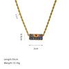 Wholesale Stainless Steel Geometric Style Twist Chain Necklace With Mixed Gemstone Pendant And Gold Plated Electroplating