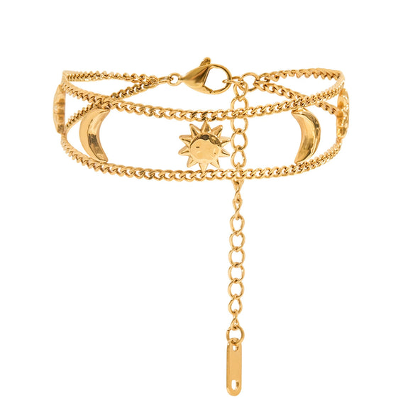 Wholesale Stainless Steel Geometric Sun And Moon Light Luxury Style Electroplated Women's Bracelet