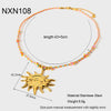 Wholesale Stainless Steel Geometric Sun Pendant Electroplated Braided Rope Necklace For Women