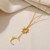 Wholesale Stainless Steel Geometric Sun Radiant Pendant Necklace Light Luxury Style Electroplated