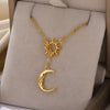 Wholesale Stainless Steel Geometric Sun Radiant Pendant Necklace Light Luxury Style Electroplated