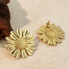 Wholesale Stainless Steel Geometric Sunflower Earrings 18K Gold Plated Jewelry For Women And Men