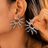 Wholesale Stainless Steel Geometric Sunflower Exaggerated Electroplated Women's Earrings