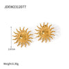 Wholesale Stainless Steel Geometric Sunflower Inlaid Turquoise Earrings With Electroplating
