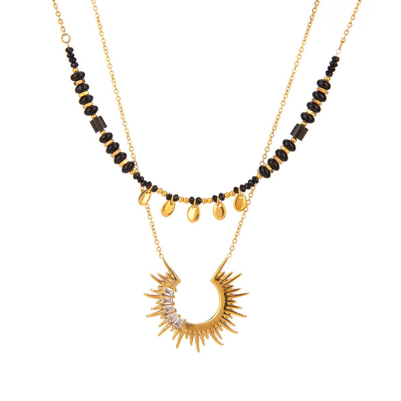 Wholesale Stainless Steel Geometric Sunflower Pendant Necklace With Electroplating For Women