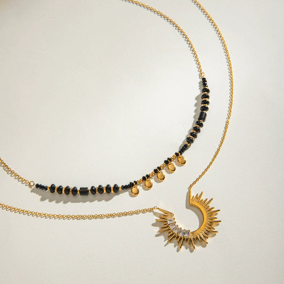 Wholesale Stainless Steel Geometric Sunflower Pendant Necklace With Electroplating For Women