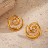 Wholesale Stainless Steel Geometric Swirl Rhinestone Rotating Earrings For Women Electroplated Simple Style