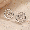 Wholesale Stainless Steel Geometric Swirl Rhinestone Rotating Earrings For Women Electroplated Simple Style
